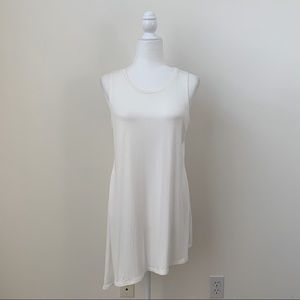 Logo Layers Soft White Asymmetrical Tank Top